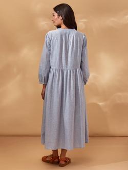 Celtic & Co. Relaxed Long Sleeve Midi Dress, Blue - view 2, Blue