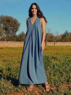Celtic & Co. Sleeveless V-Neck Maxi Dress, Vintage Blue - view 2, Vintage Blue
