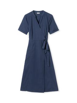 Celtic & Co. V-Neck Wrap Midi Dress, Denim Blue - view 2, Denim Blue