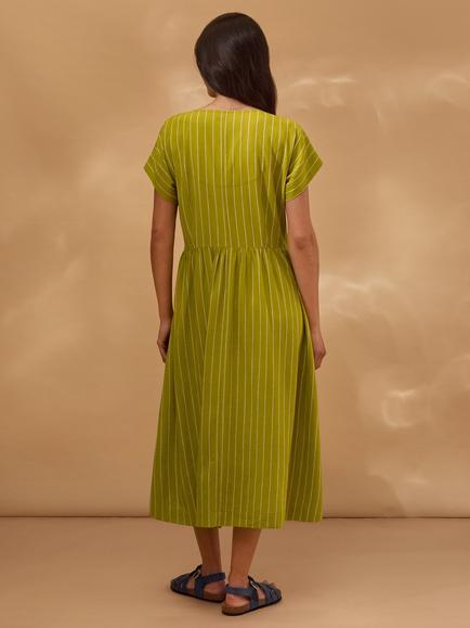 Celtic & Co. Wrap Waist Strap Midi Dress, Lime Green - view 2, Lime Green