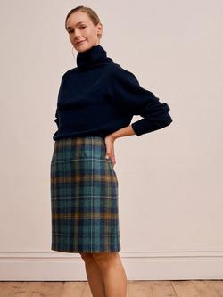 Celtic & Co. Celt Tartan Pure Wool Skirt, Teal / Ochre Tartan - view 2, Teal / Ochre Tartan