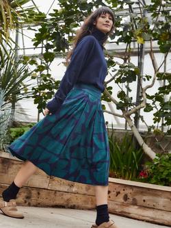 Celtic & Co. Geometric Midi Skirt, Navy/Green - view 2, Navy/Green