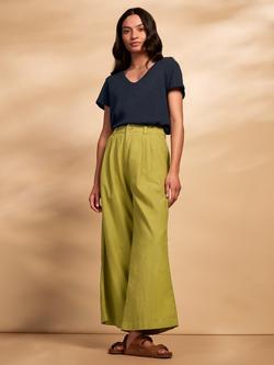 Celtic & Co. Garment Dyed Pleat Front Linen Blend Trousers, Bright Khaki - view 2, Bright Khaki