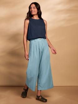 Celtic & Co. Pleat Front Crop Trousers, Light Blue, Light Blue
