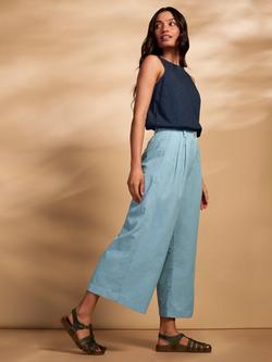 Celtic & Co. Pleat Front Crop Trousers, Light Blue - view 2, Light Blue