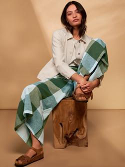 Celtic & Co. Wide Leg Ankle Grazer Trousers, Green Multi - view 2, Green Multi