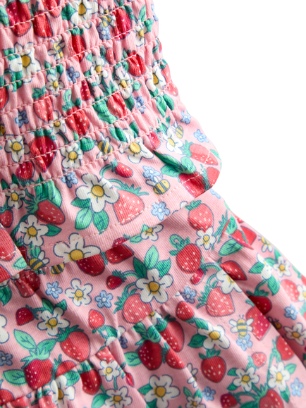 JoJo Maman Bébé Smocked Floral Top & Skort Set, Mid Pink - view 2, Mid Pink
