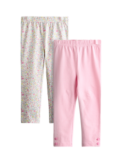 JoJo Maman Bébé Kids' Leggings, Pack of 2, Light Pink, Light Pink