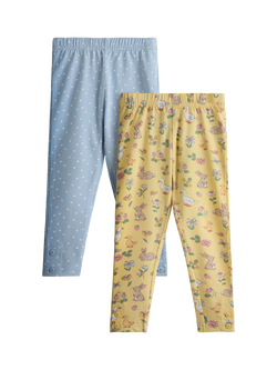 JoJo Maman Bébé Kids' Leggings, Pack of 2, Light Yellow, Light Yellow