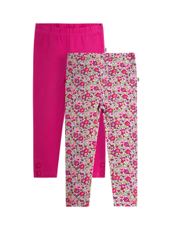 JoJo Maman Bébé Kids' Classic Floral Leggings, Pack of 2, Fuchsia, Fuchsia