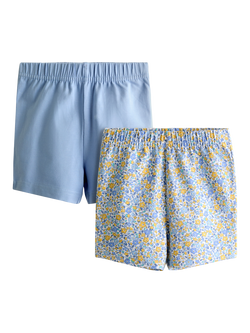 JoJo Maman Bébé Kids' Cycle Shorts, Pack of 2, Light Blue, Light Blue