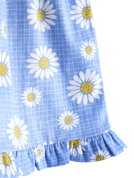 JoJo Maman Bébé Kids' Frill Shorts, Pack of 2, Mid Blue - view 2, Mid Blue