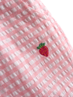 JoJo Maman Bébé Kids' Gingham Strawberry Embroidered Shorts, Light Pink - view 2, Light Pink