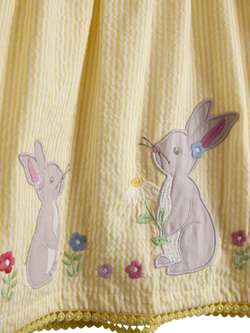 JoJo Maman Bébé Kids' Bunny Applique Frill Dress, Light Yellow - view 2, Light Yellow