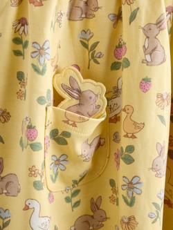 JoJo Maman Bébé Kids' Bunny Print Button Down Dress, Light Yellow - view 2, Light Yellow