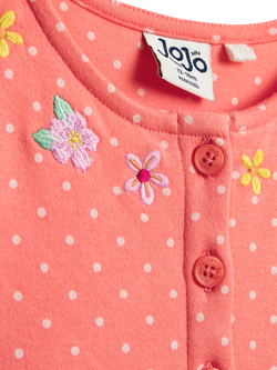 JoJo Maman Bébé Kids' Button Front Safari Applique Dress, Peach - view 2, Peach