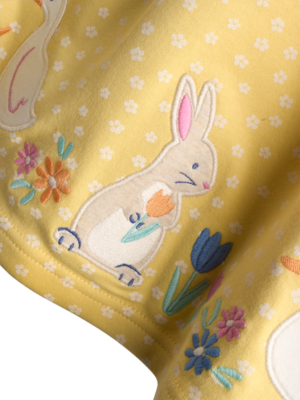 JoJo Maman Bébé Kids' Appliqué Button Front Dress, Mid Yellow - view 2, Mid Yellow