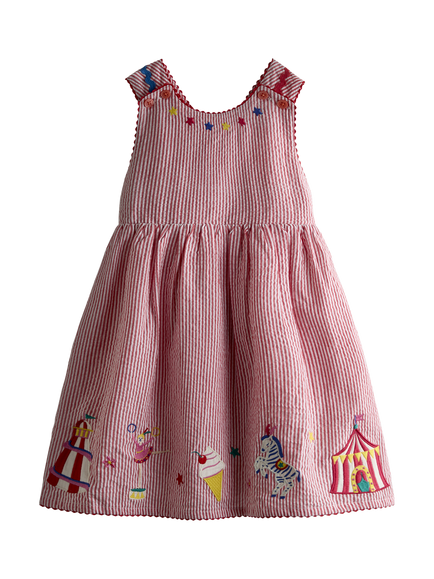 JoJo Maman Bébé Kids' Cross Back Appliqué Sun Dress, Berry Red, Berry Red