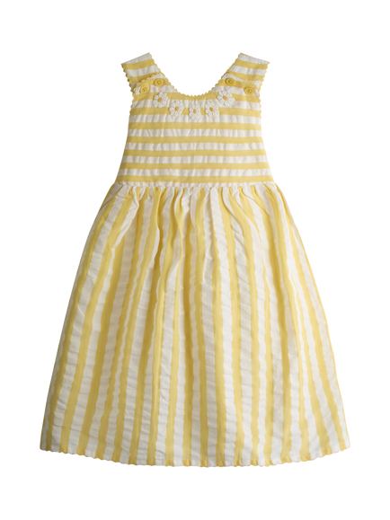 JoJo Maman Bébé Kids' Cross Back Appliqué Sun Dress, Mid Yellow, Mid Yellow