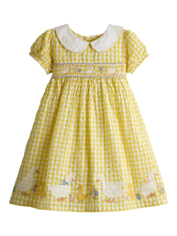 JoJo Maman Bébé Kids' Smocked Puff Sleeve Duck Applique Dress Set,  Light Yellow - view 2, Light Yellow
