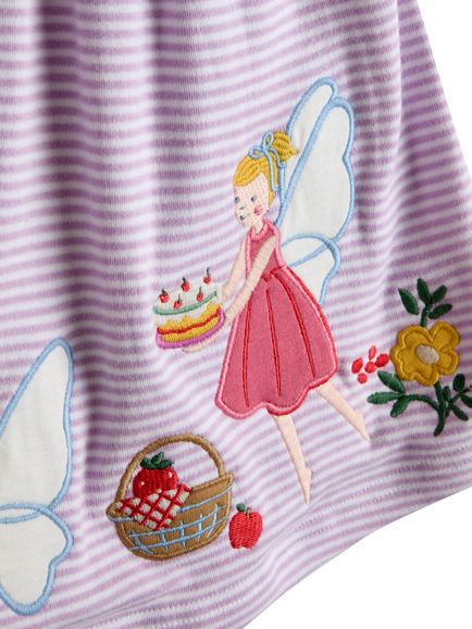 JoJo Maman Bébé Kids' Fairy Applique Button Front Dress, Lilac - view 2, Lilac