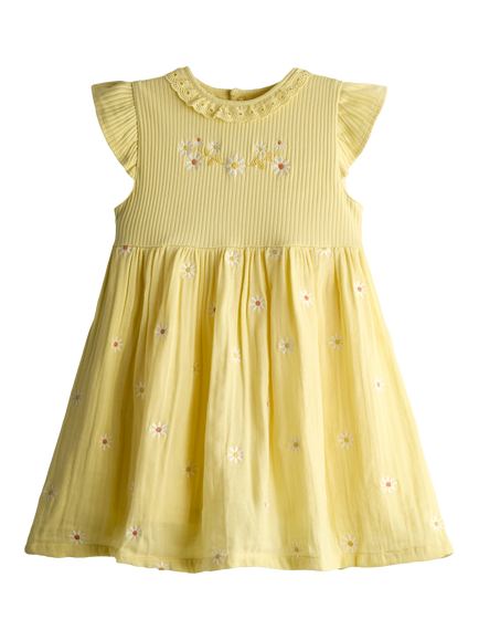 JoJo Maman Bébé Kids' Floral Embroidered Cheesecloth Combo Dress, Mid Yellow, Mid Yellow
