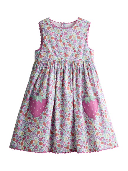 JoJo Maman Bébé Kids' Sleeveless Floral Dress, Mid Pink, Mid Pink