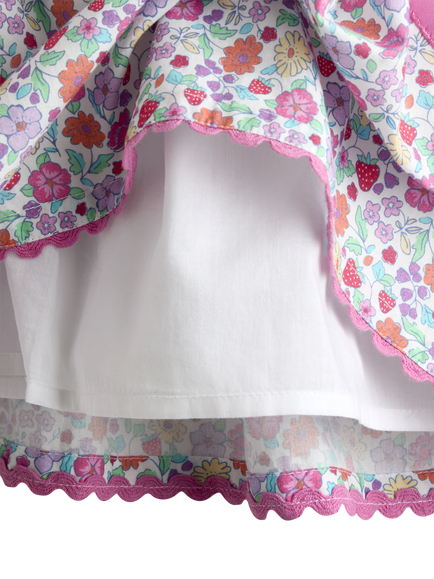 JoJo Maman Bébé Kids' Sleeveless Floral Dress, Mid Pink - view 2, Mid Pink