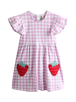 JoJo Maman Bébé Baby Appliqué Pocket Flutter Sleeve Dress, Lilac, Lilac