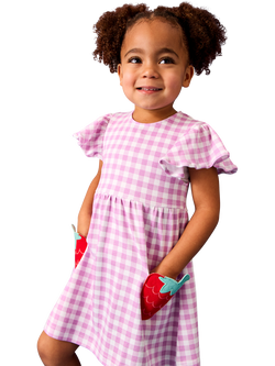 JoJo Maman Bébé Baby Appliqué Pocket Flutter Sleeve Dress, Lilac - view 2, Lilac