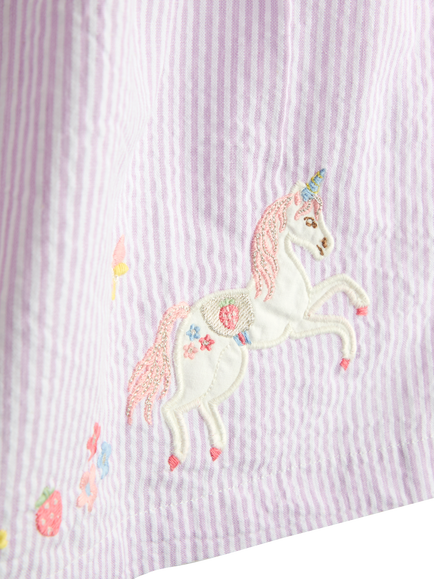 JoJo Maman Bébé Kids' Appliqué Frill Sleeve Dress, Lilac - view 2, Lilac