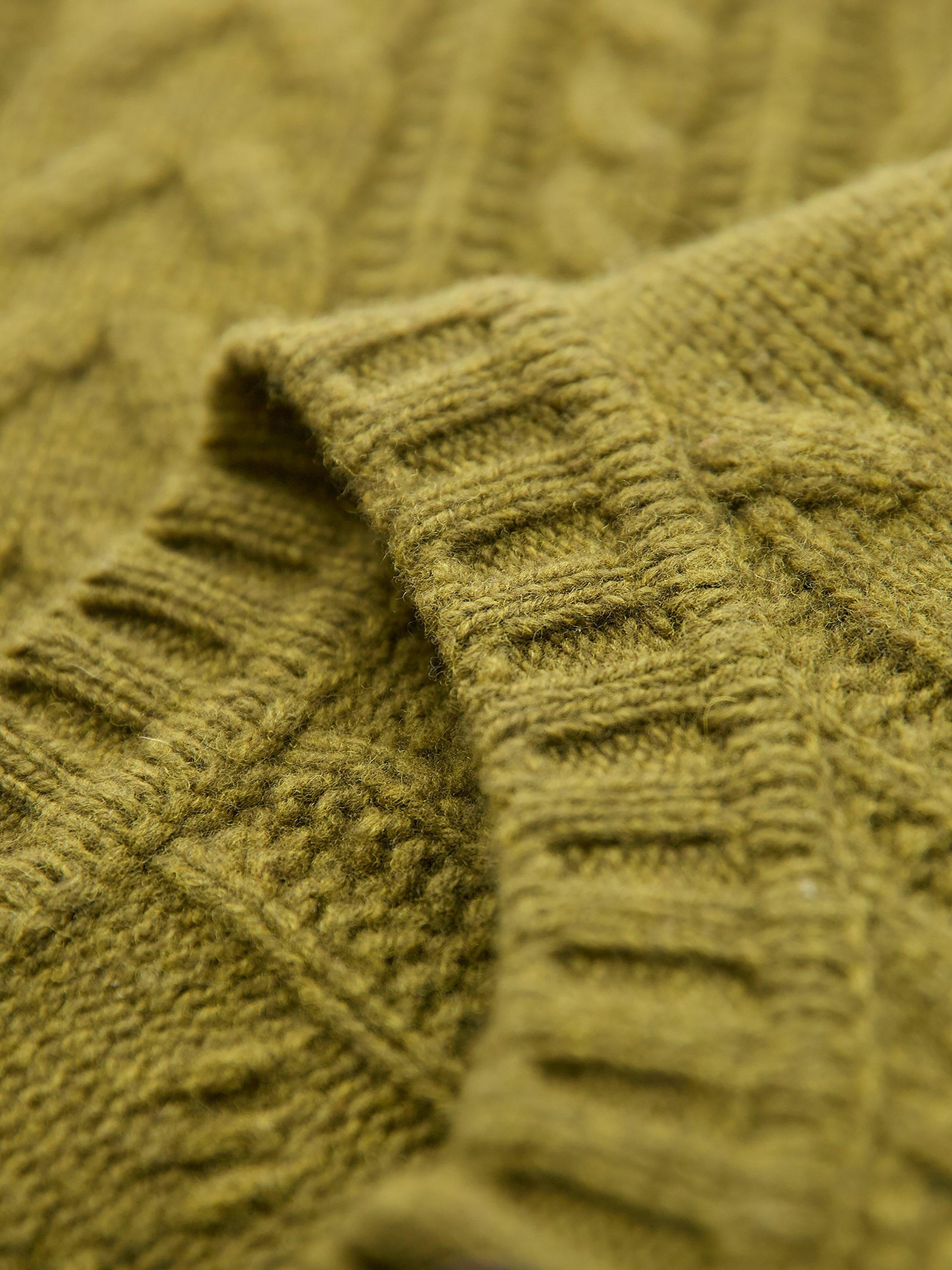 Product image 7 of 9, which shows Celtic & Co. Cable Knit Pure Wool Cardigan, Moss, XS