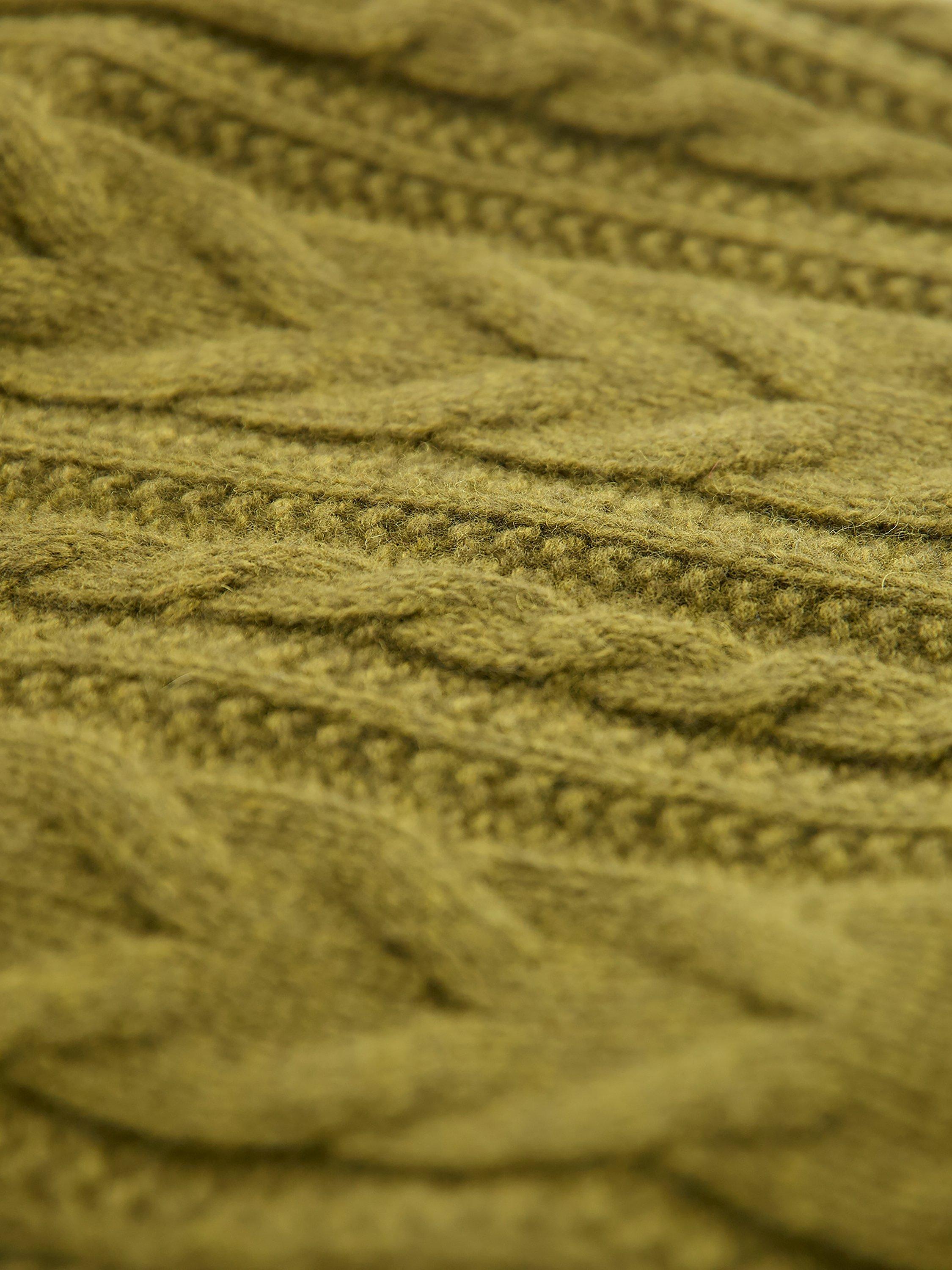 Product image 9 of 9, which shows Celtic & Co. Cable Knit Pure Wool Cardigan, Moss, XS