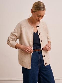 Celtic & Co. Cable Detail Pure Wool Cardigan, Oatmeal, Oatmeal