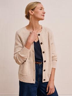 Celtic & Co. Cable Detail Pure Wool Cardigan, Oatmeal - view 2, Oatmeal