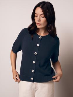 Celtic & Co. Crew Neck Half Sleeve Cardigan, Navy, Navy