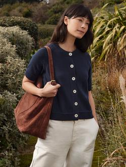 Celtic & Co. Crew Neck Half Sleeve Cardigan, Navy - view 2, Navy