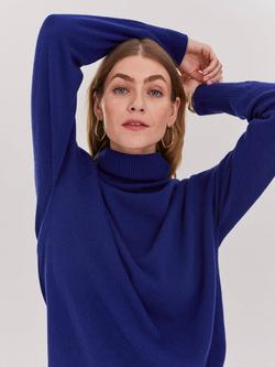 Celtic & Co. Geelong Slouch Roll Neck Jumper - view 2, Blue Ink