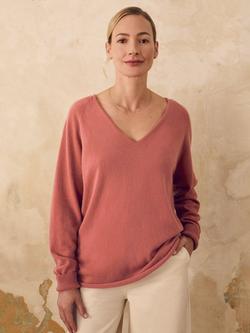 Celtic & Co. Geelong Wool Slouchy V-Neck Jumper, Rose