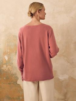 Celtic & Co. Geelong Wool Slouchy V-Neck Jumper - view 2, Rose