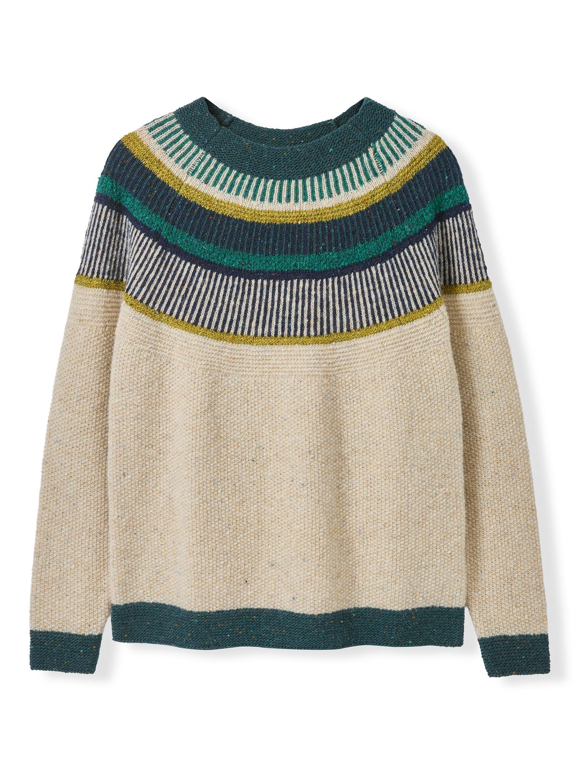 Product image 5 of 8, which shows Celtic & Co. Statement Pure Donegal Wool Jumper, Beige/Multi, XS
