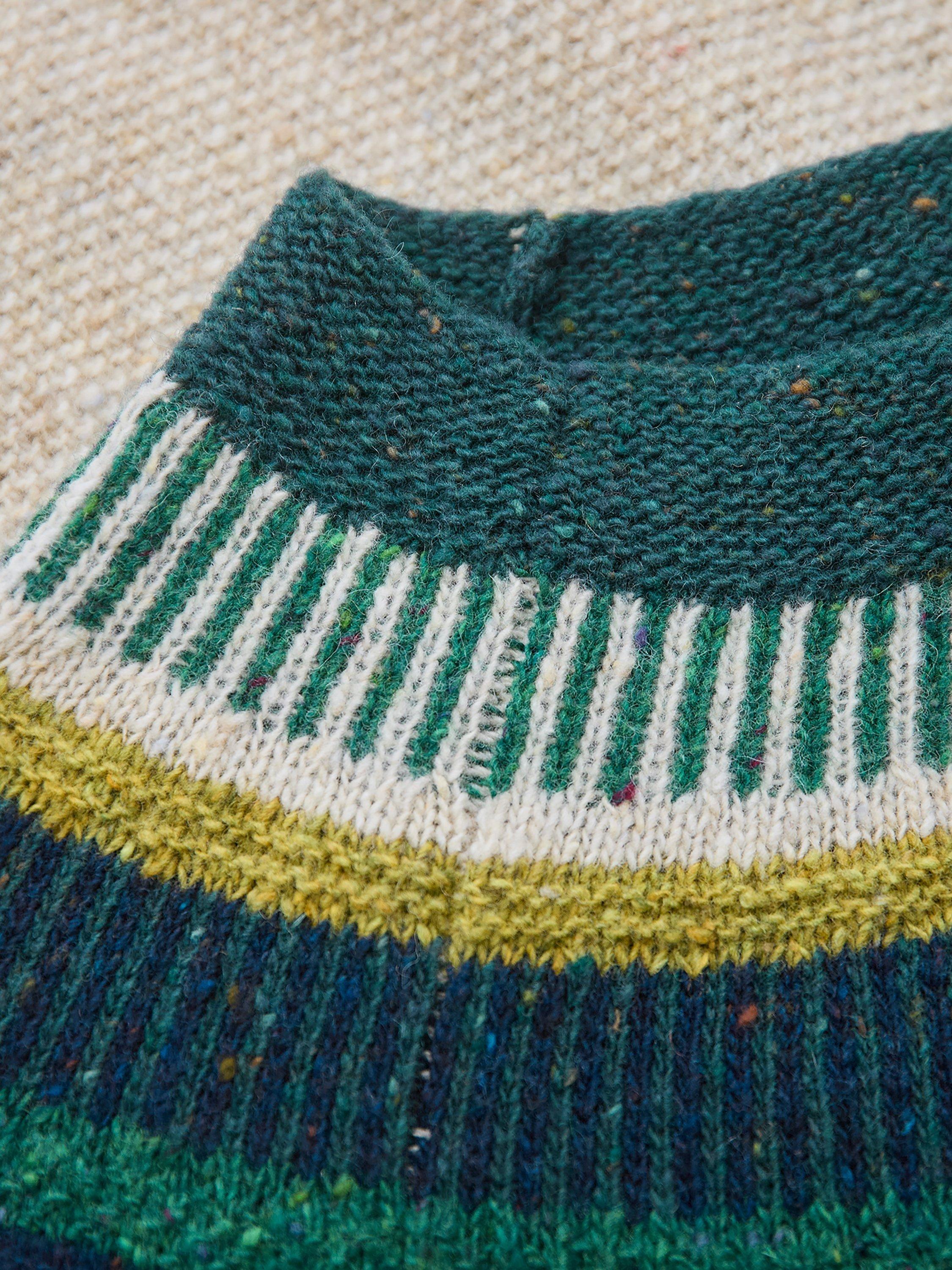 Product image 6 of 8, which shows Celtic & Co. Statement Pure Donegal Wool Jumper, Beige/Multi, XS