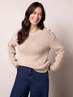 Celtic & Co. Button Shoulder Slub Knit Jumper, Oatmeal, Oatmeal