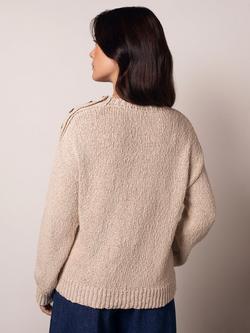 Celtic & Co. Button Shoulder Slub Knit Jumper, Oatmeal - view 2, Oatmeal