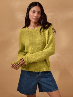 Celtic & Co. Slub Knit Button Detail Jumper, Ochre, Ochre