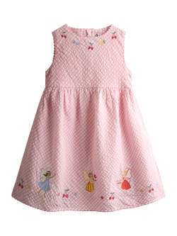 JoJo Maman Bébé Kids' Appliqué Gingham Sleeveless Dress, Light Pink, Light Pink