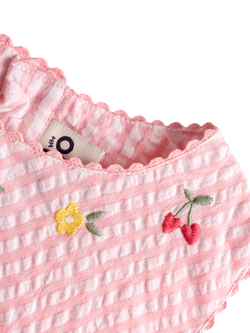 JoJo Maman Bébé Kids' Appliqué Gingham Sleeveless Dress, Light Pink - view 2, Light Pink