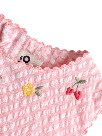 JoJo Maman Bébé Kids' Appliqué Gingham Sleeveless Dress, Light Pink - view 2, Light Pink