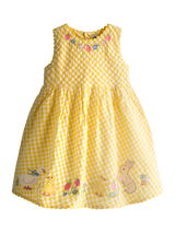JoJo Maman Bébé Kids' Appliqué Gingham Sleeveless Dress, Light Yellow