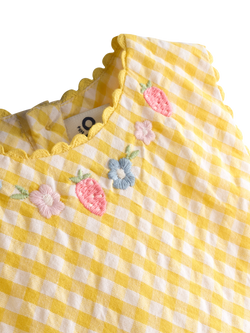 JoJo Maman Bébé Kids' Appliqué Gingham Sleeveless Dress, Light Yellow - view 2, Light Yellow